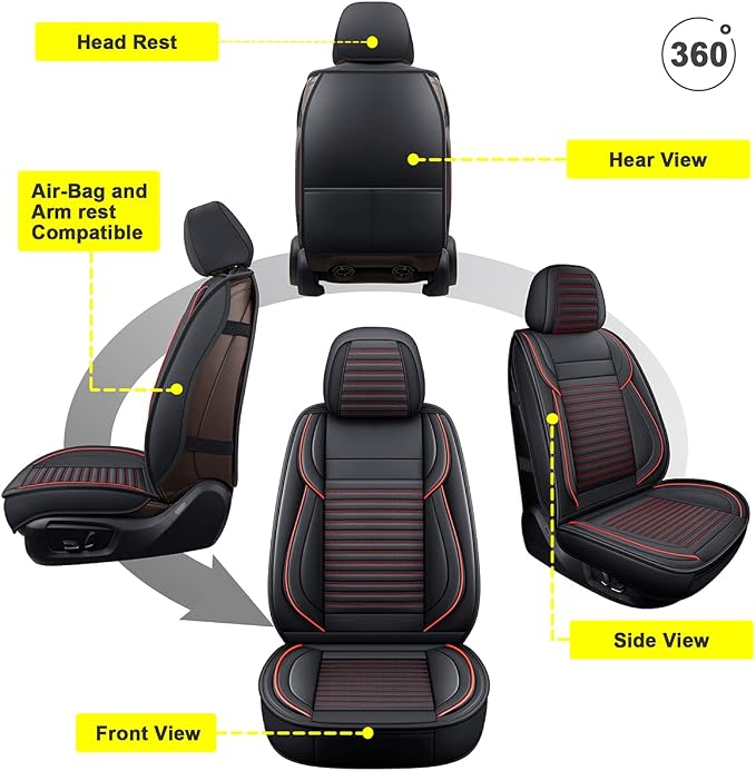 LINGVIDO Car Seat Covers, Breathable and Waterproof Faux Leather Automotive - Image 5