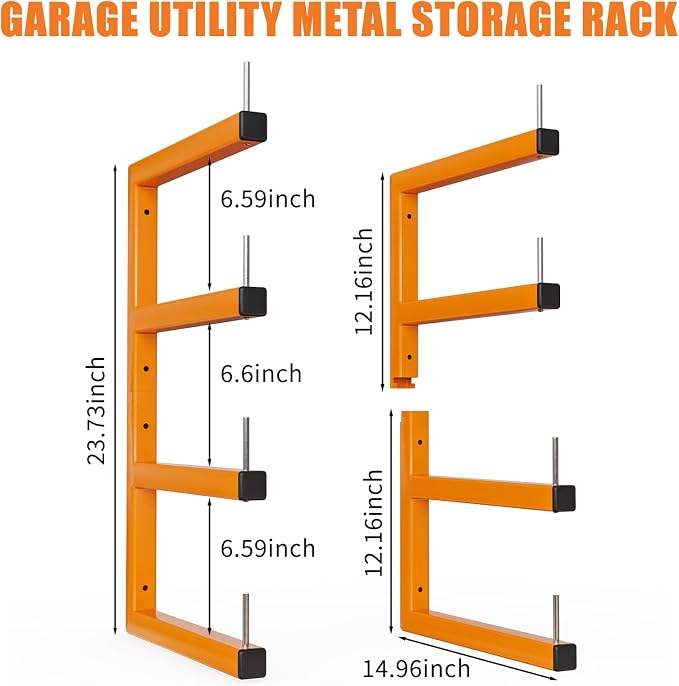 4-Pack Lumber Storage Rack, Wood Storage Racks Wall Mount, Heavy Duty Garage - Image 3
