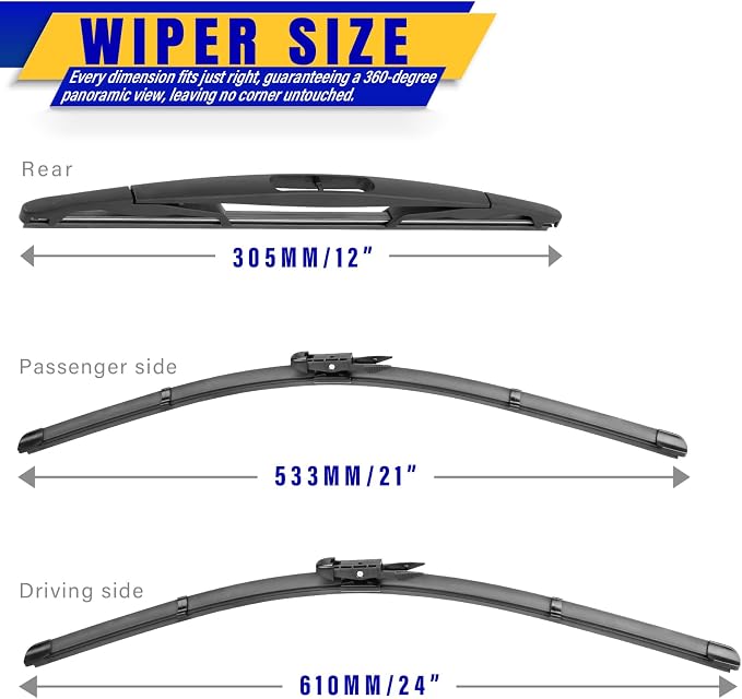 3 wipers Replacement for 2012-2017 Buick Enclave, Windshield Wiper Blades - Image 2