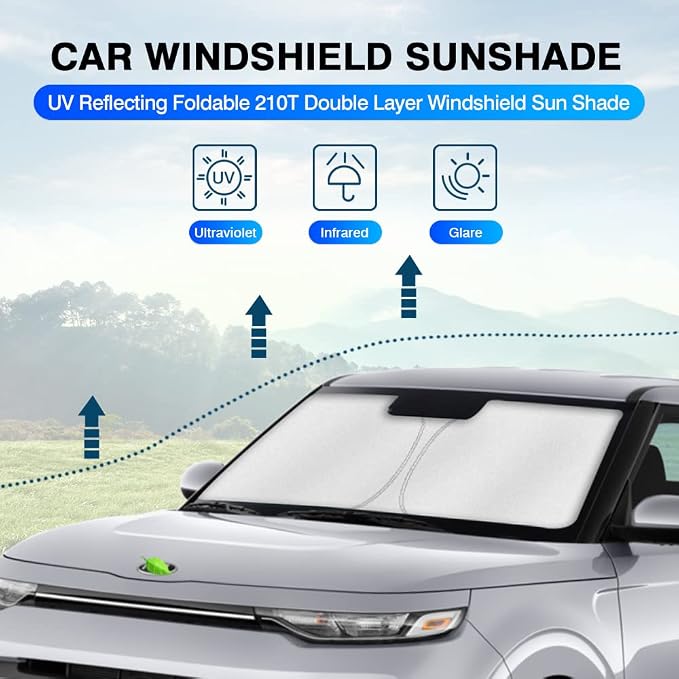 KUST Windshield Sun Shade for Kia Soul 2020 2021 2022 2023 2024 2025 2026 - Image 2