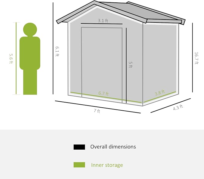 Outsunny 7' x 4' Outdoor Storage Shed, Garden Tool Metal Shed - Image 7