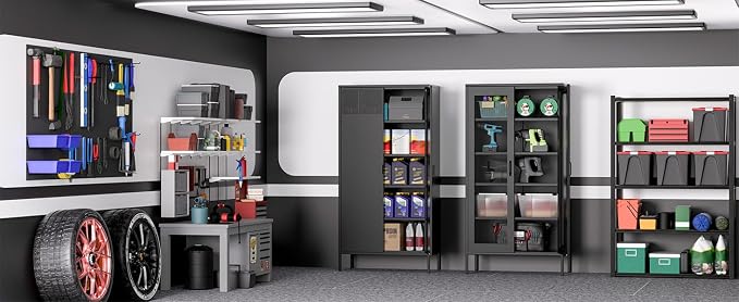 Metal Storage Cabinets with 4 Adjustable Shelves，Black Metal File Cabinet - Image 6