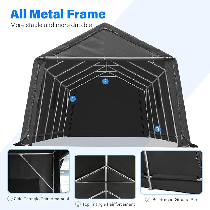 ADVANCE OUTDOOR 13x20 ft Carport 2 Roll up Doors & Vents Outdoor Portable - Image 3