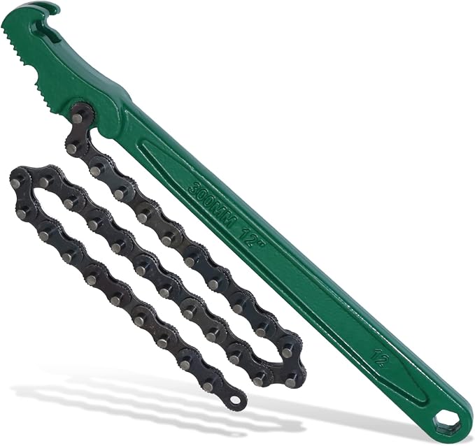 12 Inch Heavy-Duty Ratcheting Chain Wrench, Adjustable Oil Filter Pliers by HOME