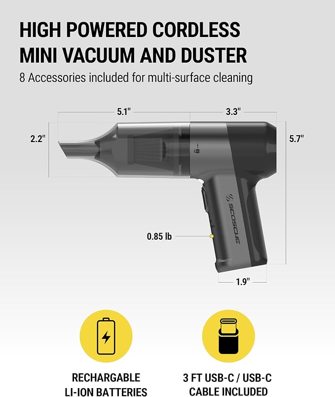 Scosche SCOVAC Cordless Handheld Vacuum Cleaner - Image 2