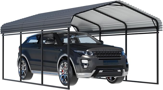 EBE 10 x 15 FT Outdoor Carport, Heavy Duty Metal Carports - Image 8