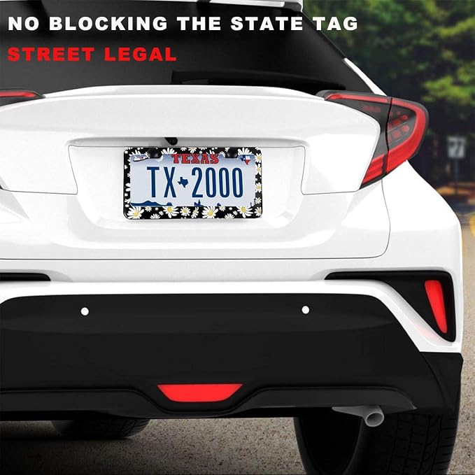 2 Pack Universal Daisy Floral License Plate Frame - Image 2