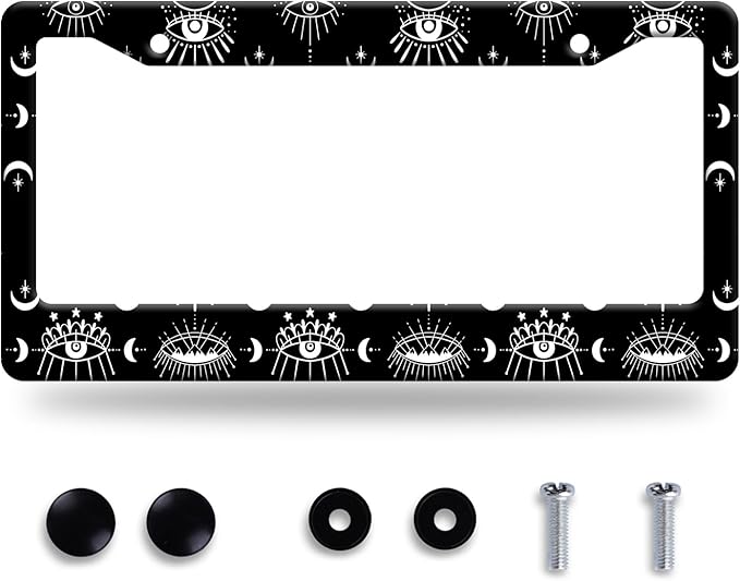 Evil Eye License Plate Frame Psychedelic Eye License Plate Stainless Steel by GORSNKYE
