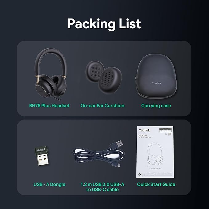 Yealink BH76 Plus Bluetooth Headset, Wireless Headset - Image 6
