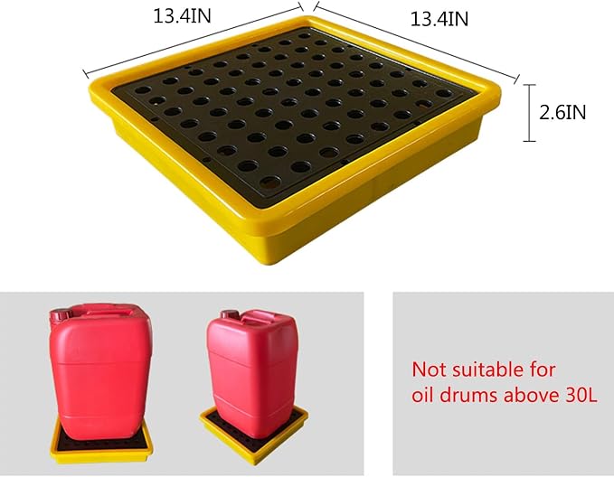 2 Drum Containment Spill Pallet, Polyethylene Low Profile Paint Bucket Tray - Image 2