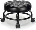 Low Height Rolling Stool Roller Stool PU Leather Comfortable Seat 360°Swivel by LWADALN