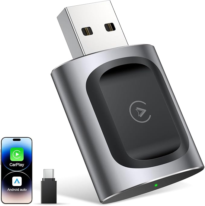 AuroraLink Wireless Carplay & Android Auto Adapter 2-in-1 Stable & No Delay by Powerful2-in-1WirelessCarplayAdapterandAIBoxforYourChoice
