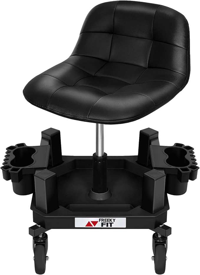 Rolling Stool with Wheels, Adjustable Shop Stool Mechanic Seat, Garage Shop by FreekyFit