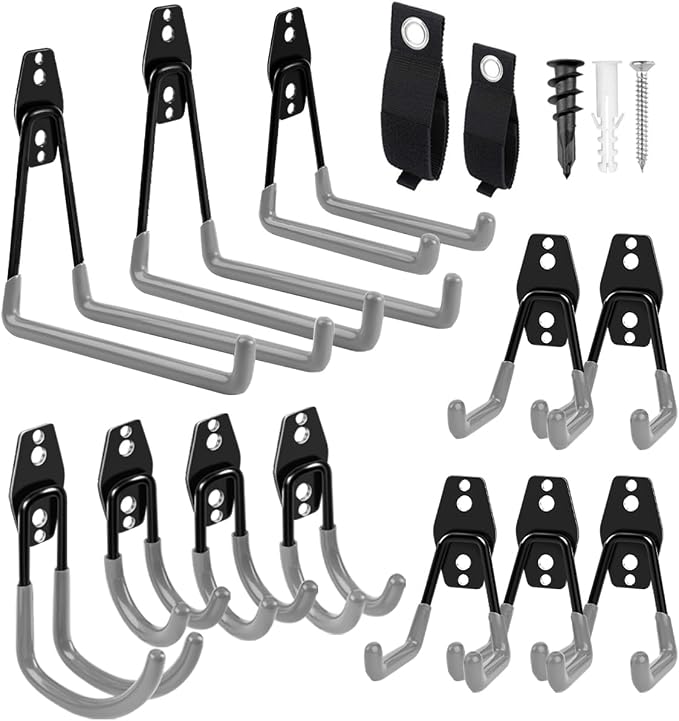Garage Hooks Heavy Duty 14 Pack, Steel Garage Storage Hooks, Tool Hangers by GARDENANDTOOL