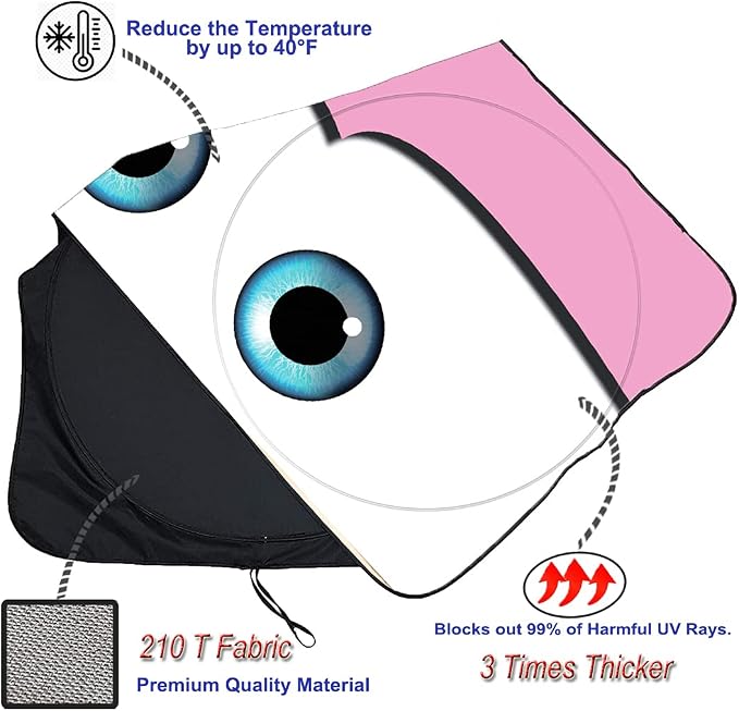 Gven Windshield Sun Shade Car Sun Shade 2025 Pink Car Accessories - Image 5