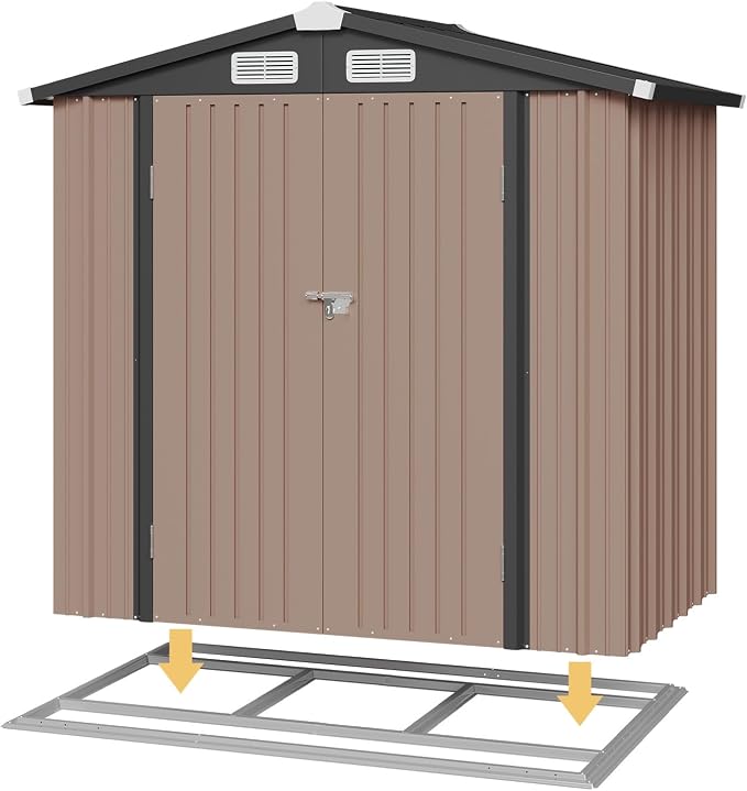 Aoxun 6x3.9 FT Shed with Base Metal Outdoor Storage Shed Garden Shed with - Image 5