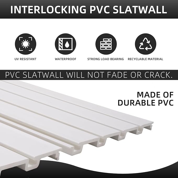 Slatwall Panels 4x8 ft Garage Wall Storage System, PVC Slat Wall Paneling - Image 5