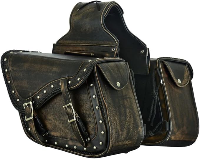 GARGOYLE BELLS Genuine Leather Motorcycle Saddle Bags Motorcycle Luggage Bag by GARGOYLEBELLS