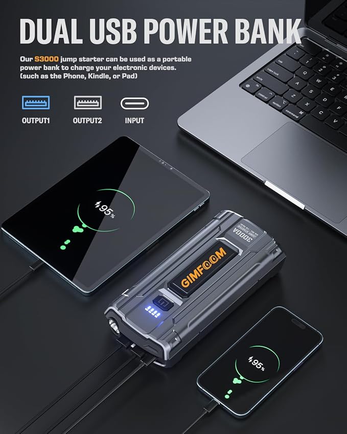 Car Jump Starter, 3000A Jump Starter Battery Pack - Image 3