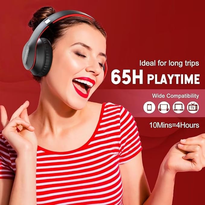 Wireless Bluetooth Headphones Over Ear 65H Playtime HiFi Stereo Headset - Image 3