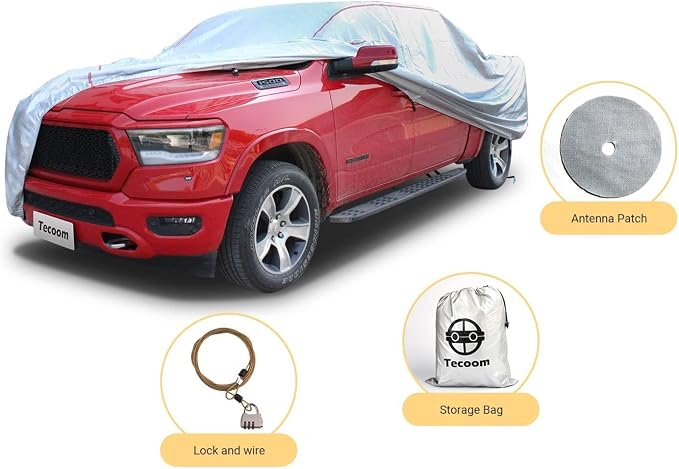Tecoom Hard Shell Truck Car Cover Waterproof Windproof Zipper Design - Image 3