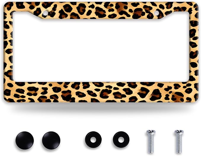 Cheetah Brown Leopard License Plate Frame Animals Print License Plate Frames by NINANMY