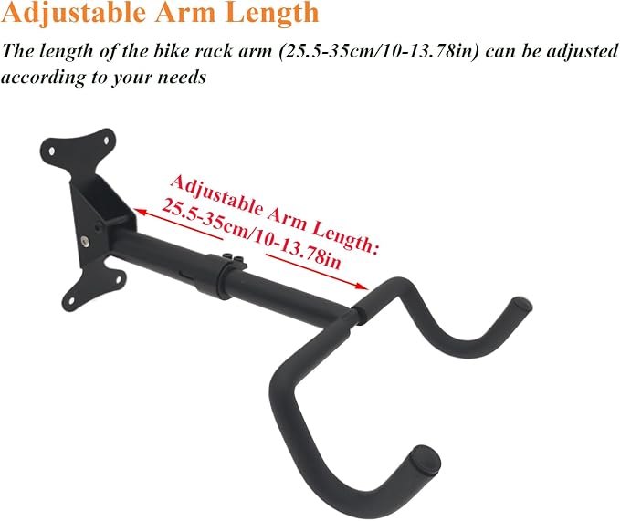 Bike Wall Mount Heavy Duty Steel Bicycle Rack 360°Swivel Adjustable Bike Hanger - Image 4