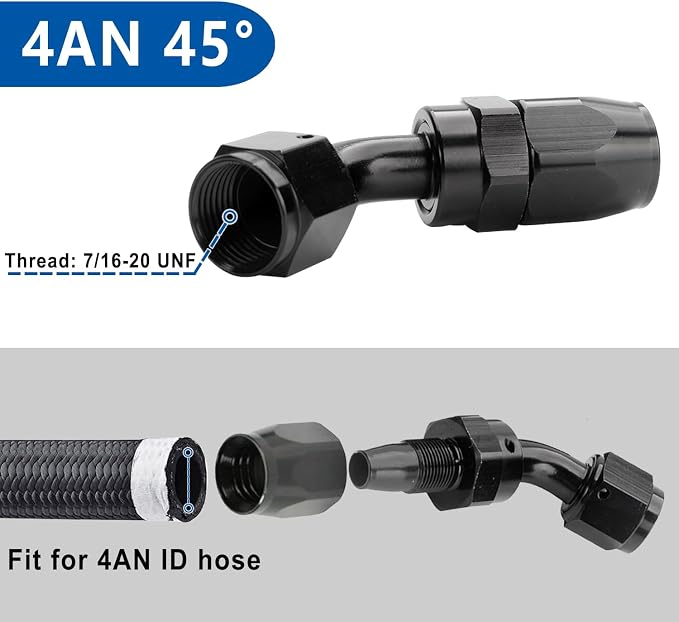 LokoCar 4AN Hose End Fitting 45 Degree Swivel - Image 2