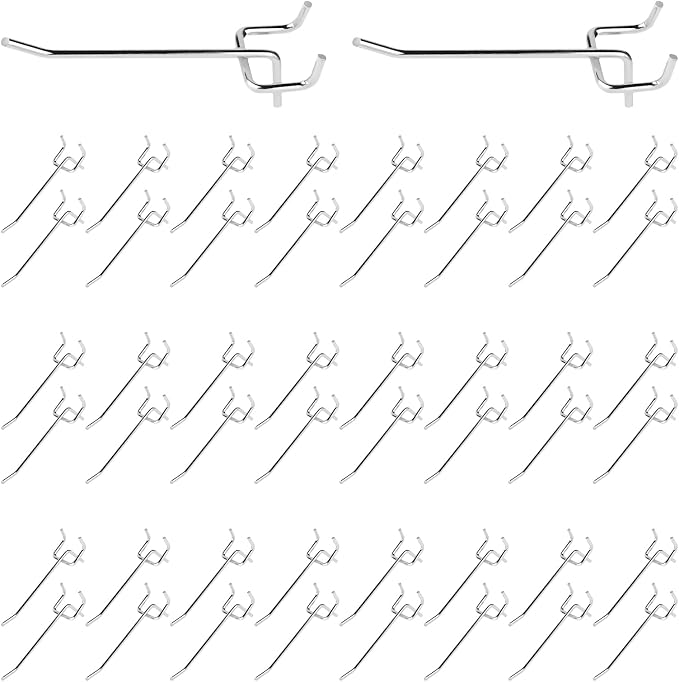 50Pcs 4"/10CM Pegboard Hooks Assortment Set, Metal Peg Board Hooks by Yauhar