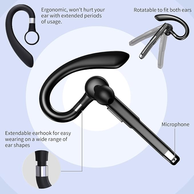 Bluetooth Headset, Wireless Bluetooth Earpiece - Image 8
