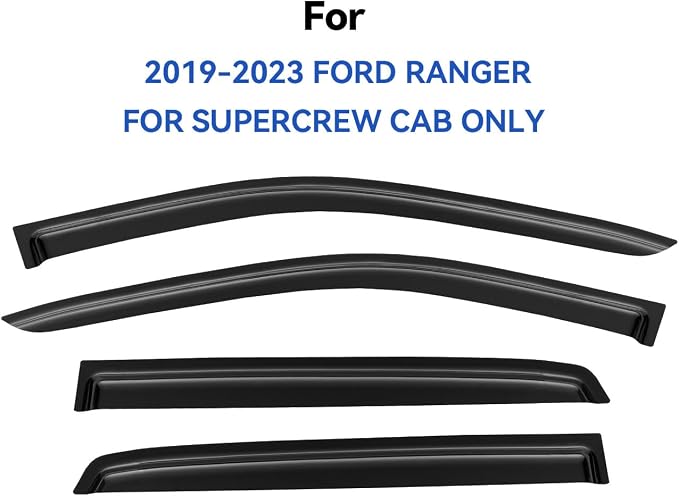 Window Visors Rain Guards for 2019 2020 2021 2022 2023 Ford Ranger Supercrew - Image 3