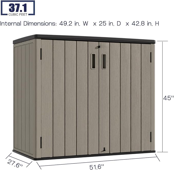 KINYING Outdoor Horizontal Storage Sheds, Outdoor Storage Cabinet Waterproof - Image 4