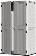 ZZM 67 Cuft Vertical Outdoor Storage Shed Diamond Texture Resin Outdoor Cabinet by ZZM