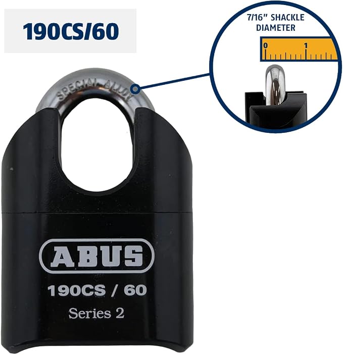 ABUS 190CS/60 High Security Solid Steel Combination Padlock, Closed Shackle - Image 3