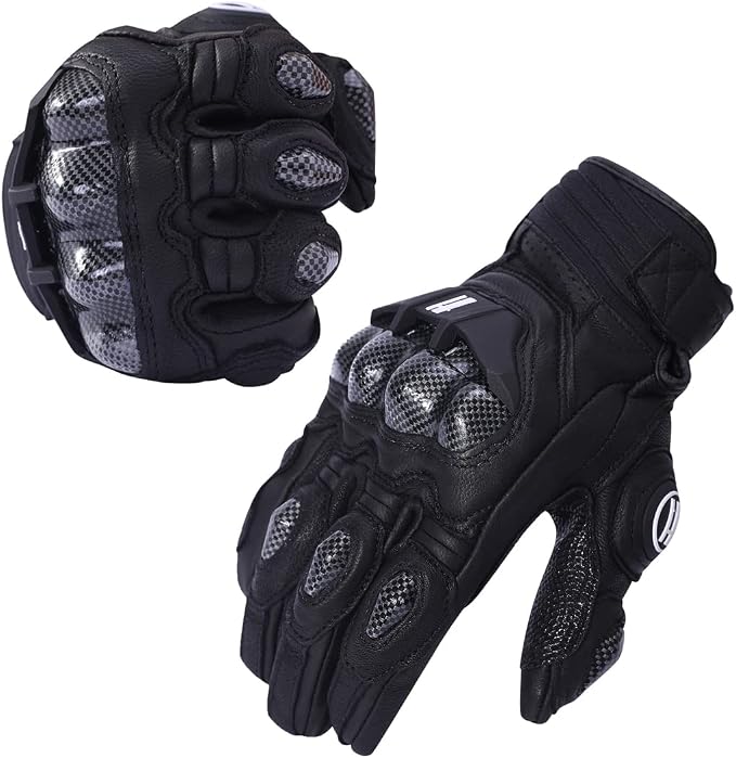 Harssidanzar Breathable Leather Motorcycle Gloves Touchscreen - Image 5