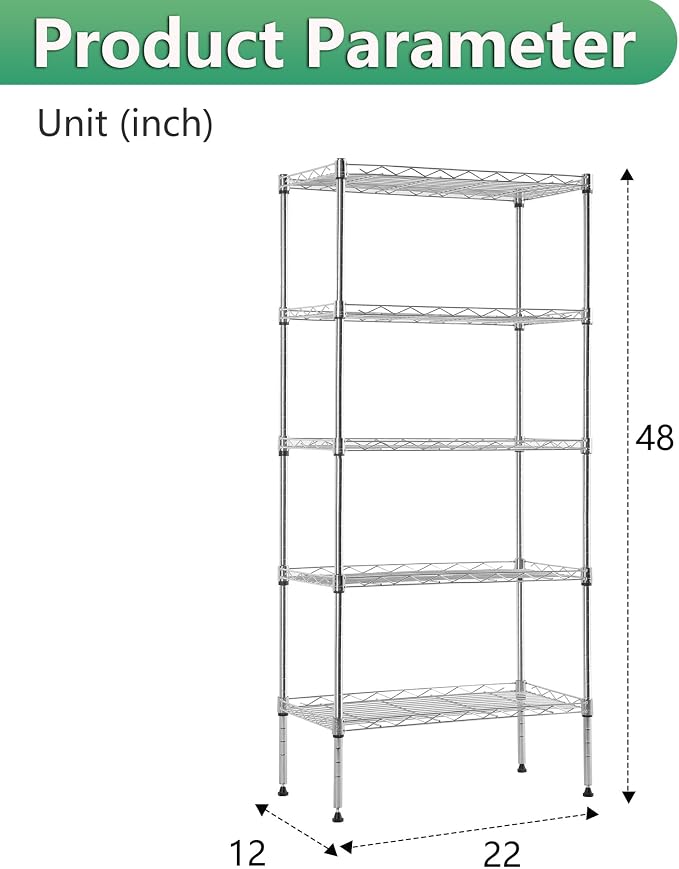 BestOffice Garage Shelving 5 Tier Metal Storage Shelves 750lbs Weight Capacity - Image 3