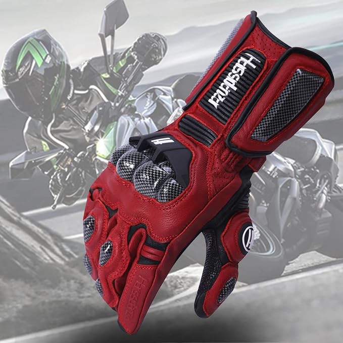 Harssidanzar Leather Motorcycle Gloves - Image 6