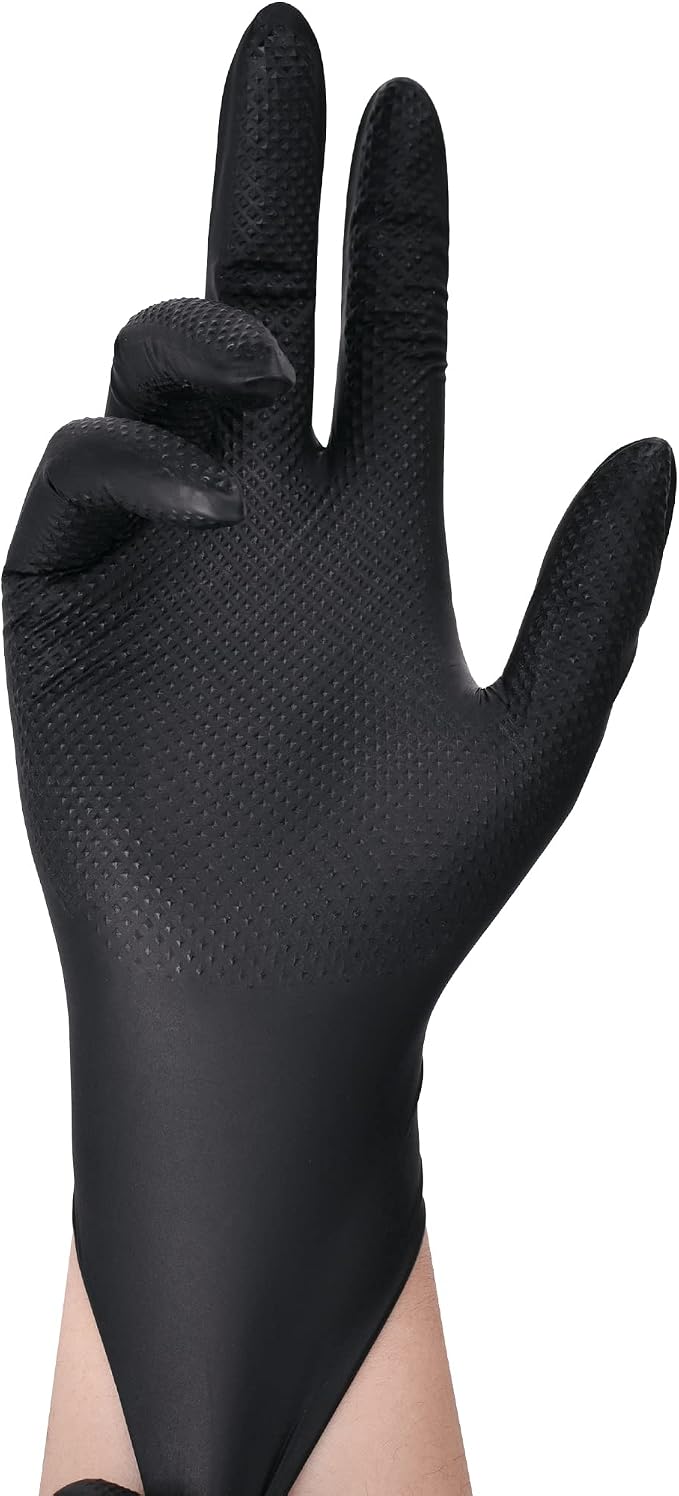 TitanFlex Thor Grip Heavy Duty Black Industrial Nitrile Gloves - Image 3
