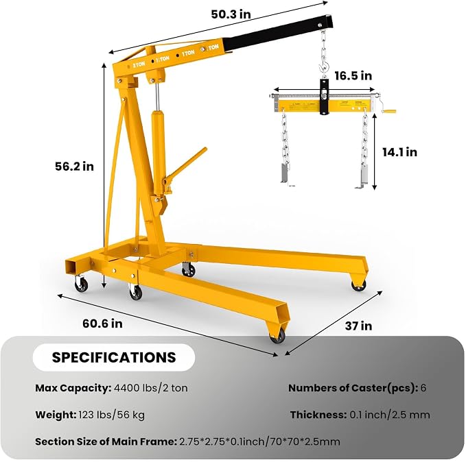 2-Ton Folding Hydraulic Engine Hoist - Image 8