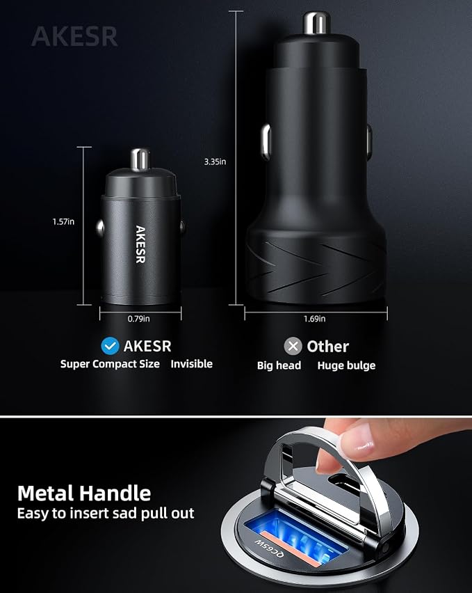 65W USB C Car Charger Fast Charging，12V USB Outlet Accesorios para - Image 5