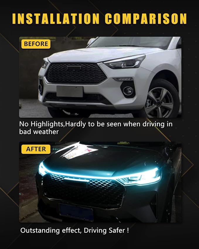 YM E-Bright Led Hood Light Strip Exterior Car Led Strip Light Waterproof - Image 3