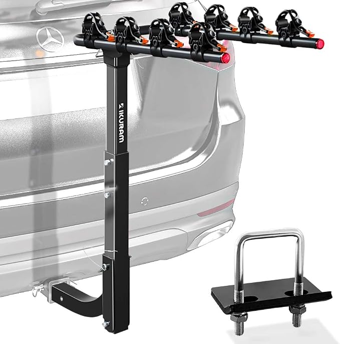 4 Bike Rack Bicycle Carrier Racks Hitch Mount Double Foldable Rack by IKURAMR