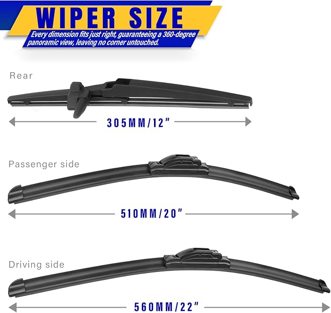 3 wipers Replacement for 2003-2009 Toyota 4Runner, Windshield Wiper Blades - Image 2