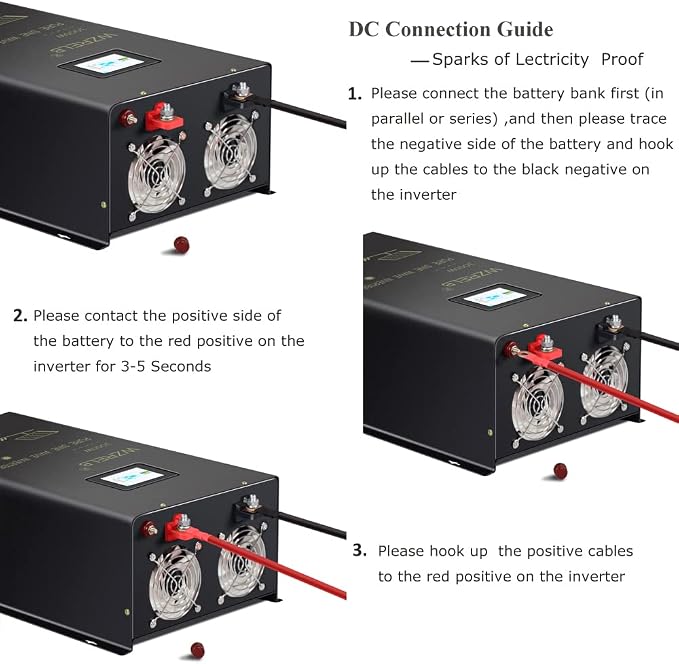 WZRELB 7000W Split Phase Pure Sine Wave Inverter, 48V DC to 120V/240V AC - Image 6