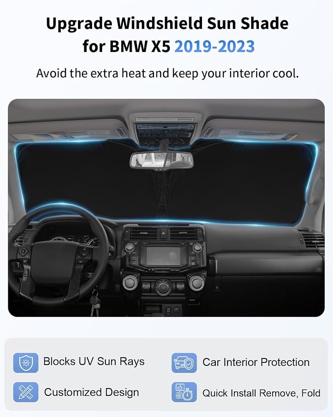 Sunshade for 2025 2026 BMW X5 Windshield Sun Shade Cover, Custom Fit BMW X5 G05 - Image 4