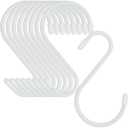 24 Pack 5 Inch White S Hooks, Vinyl Coated by Nisoger