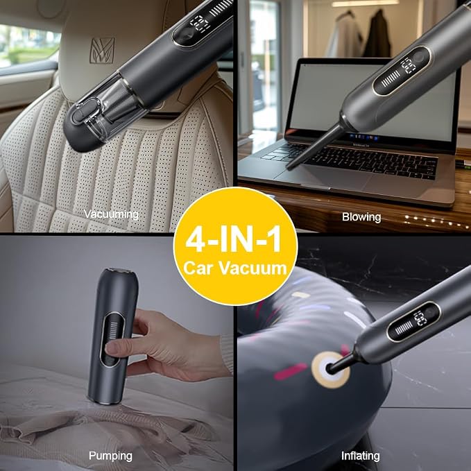 4-in-1 Handheld Cordless Car Vacuum – 19000PA, Brushless Motor, 2-in-1 Blow & - Image 6