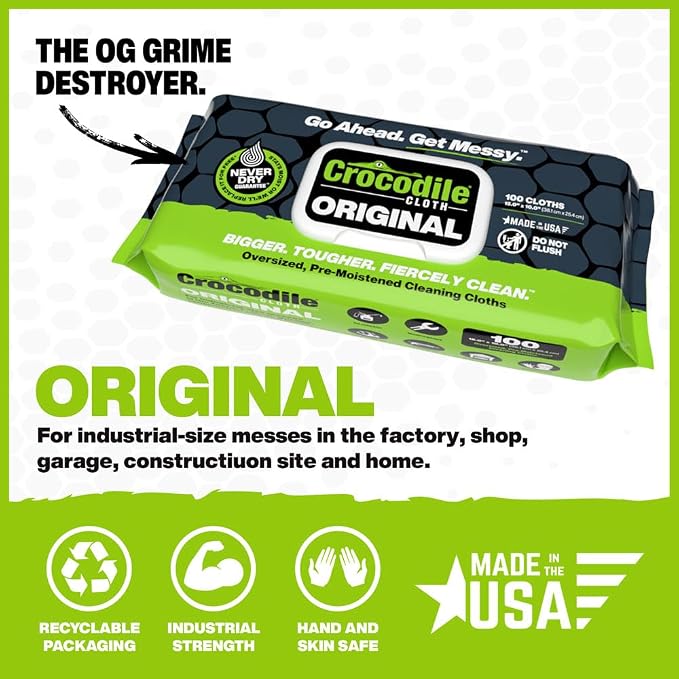 Crocodile Cloth Original Cleaning Wipes – 50 Hand & Tool Industrial Cleaning - Image 2