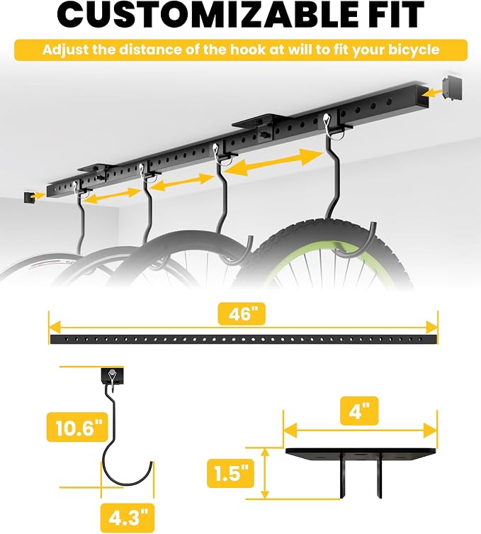 Bike Rack Celling Mount for Garage, Indoor Hangers Storage for 8 Bicycles - Image 3