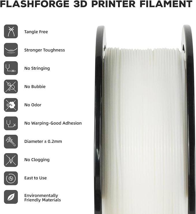 FLASHFORGE PLA Filament 1.75mm, 3D Printer Filament 1kg Spool, Dimensional - Image 2